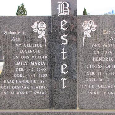 BESTER Hendrik Chrisstoffel 1937-1991 &amp; Emily Maria 1940-1983