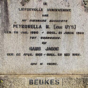 BEUKES Hans Jacob 1889-1965 &amp; Petronella M. UYS 1890-1960