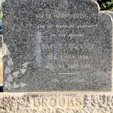 BROOKS Bapsie geb HEYNS 1909-1955