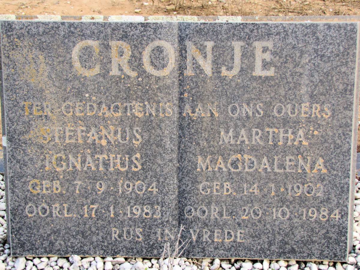 CRONJE Stefanus Ignatius 1904-1983 &amp; Martha Magdalena 1902-1984