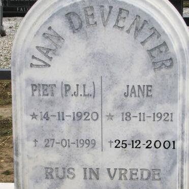 DEVENTER P.J.L., van 1920-1999 &amp; Jane 1921-2001 
