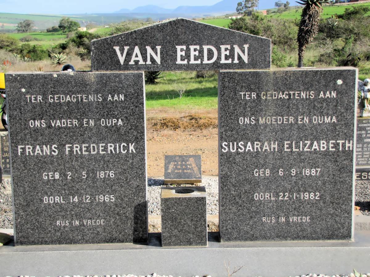 EEDEN Frans Frederick, van 1876-1965 &amp; Susarah Elizabeth 1887-1982