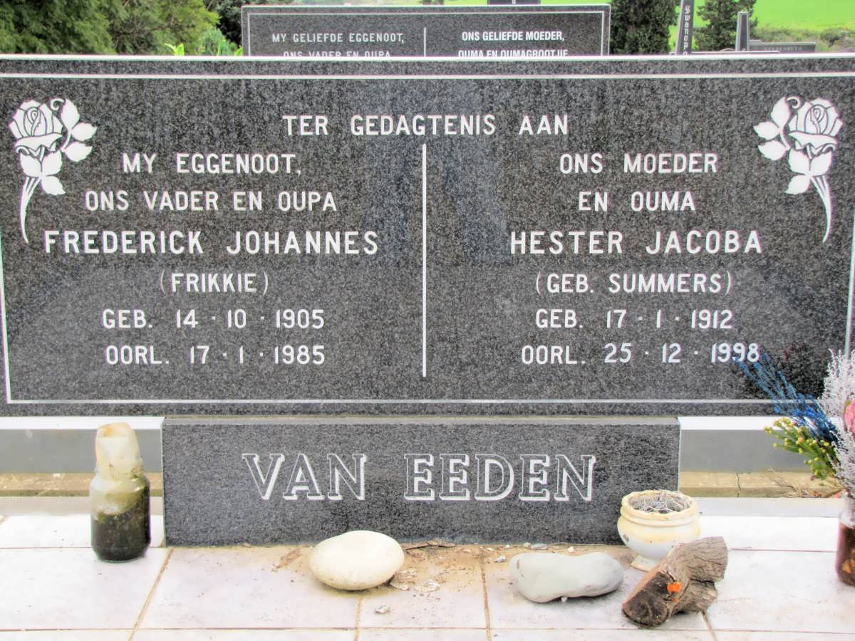 EEDEN Frederick Johannes, van 1905-1985 &amp; Hester Jacoba SUMMERS 1912-1998