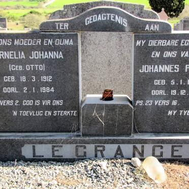 GRANGE Johannes Petrus, le 1909-1969 &amp; Cornelia Johanna OTTO 1912-1984