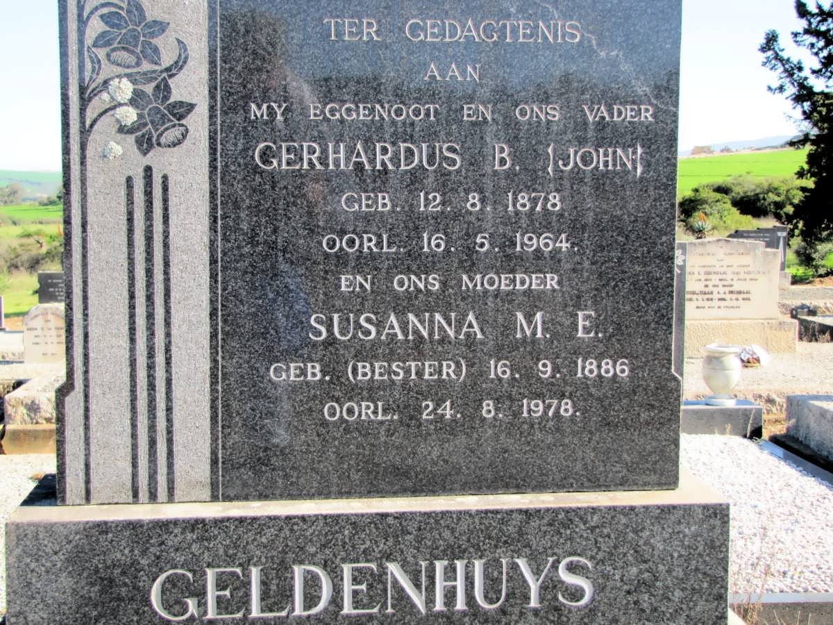 GELDENHUYS Gerhardus B. 1878-1964 &amp; Susanna M.E. BESTER 1886-1978