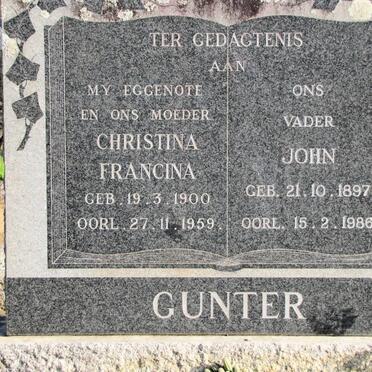 GUNTER John 1897-1986 &amp; Christina Francina 1900-1959