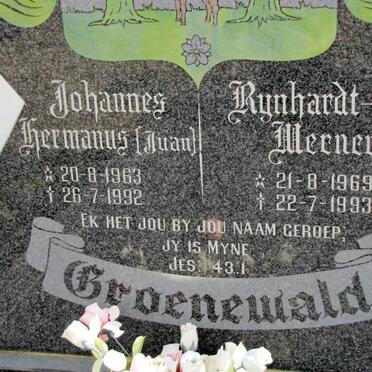 GROENEWALD Francis Annette 1942-2009 :: GROENEWALD Johannes Hermanus 1963-1992 :: GROENEWALD Rynhardt Werner 1969-1993
