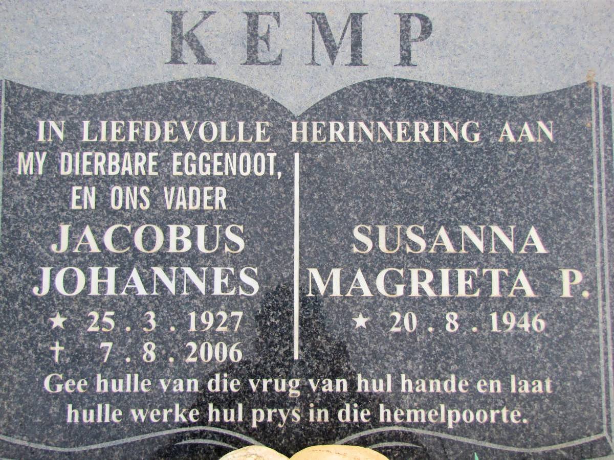 KEMP Jacobus Johannes 1927-2006 &amp; Susanna Magrieta P. 1946-