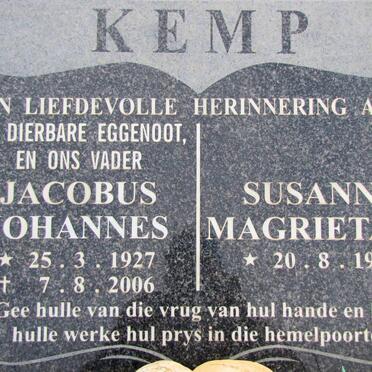 KEMP Jacobus Johannes 1927-2006 &amp; Susanna Magrieta P. 1946-