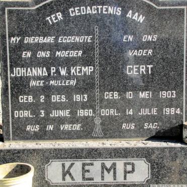 KEMP Gert 1903-1984 &amp; Johanna P.W. MULLER 1913-1960