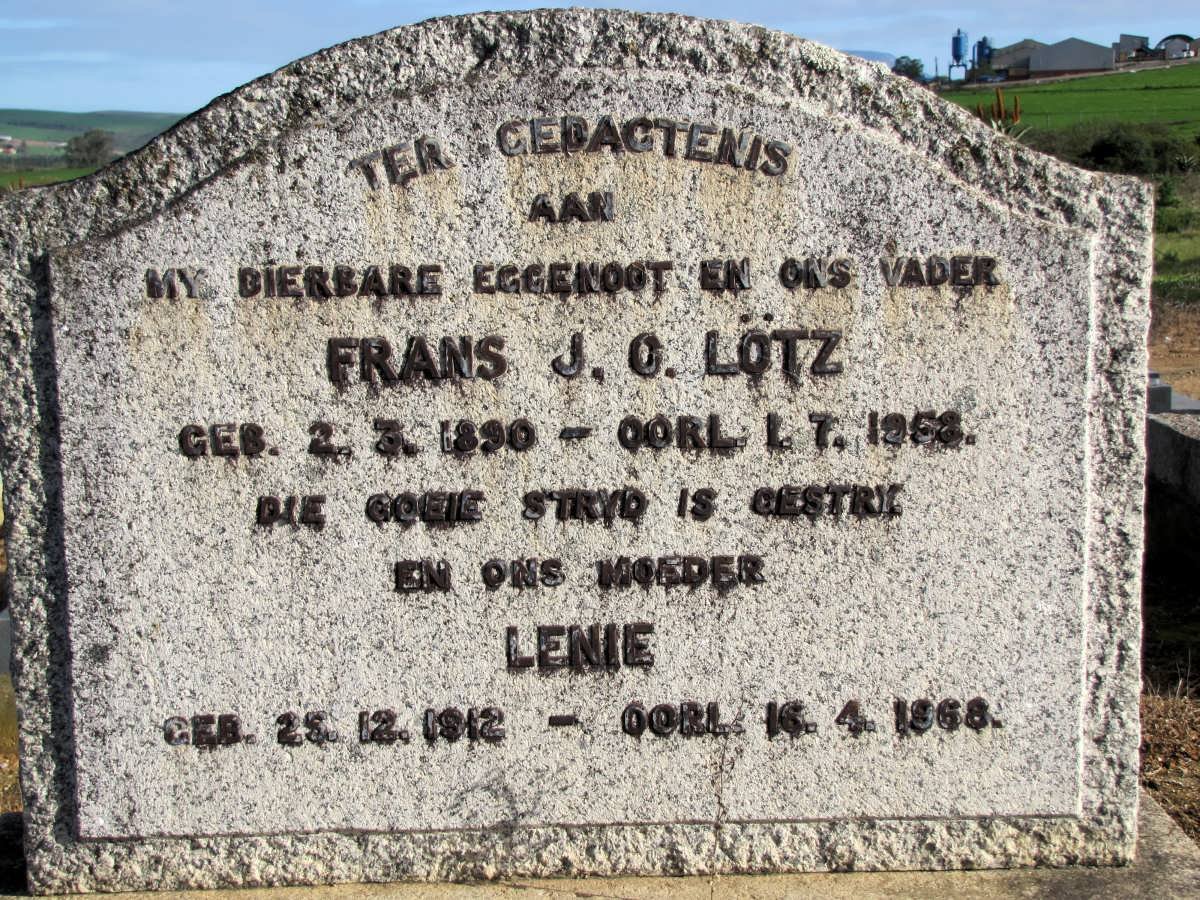 LÖTZ Frans J.O. 1890-1958 &amp; Lenie 1912-1968