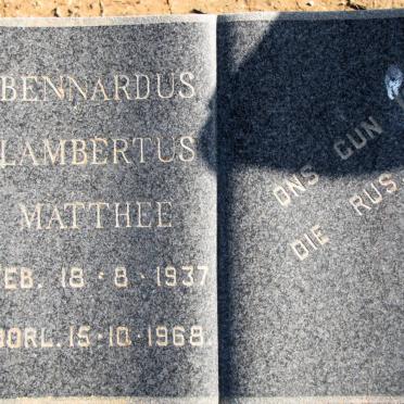 MATTHEE Bernardus Lambertus 1937-1968