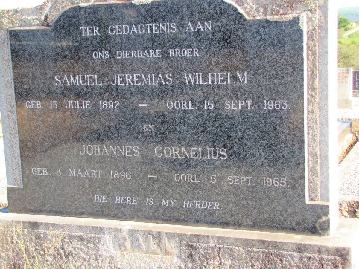 RALL Samuel Jeremias Wilhelm 1892-1963 :: RALL Johannes Cornelius 1896-1965