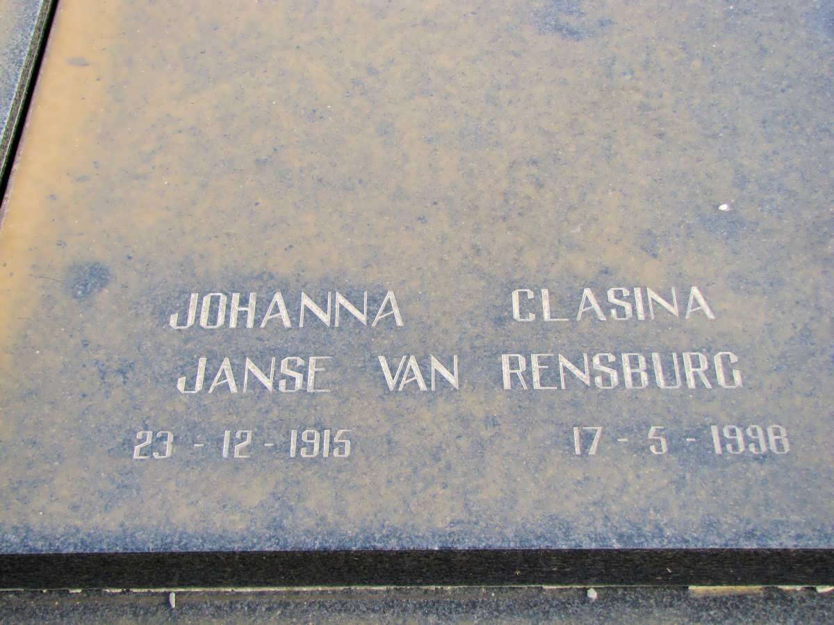 RENSBURG Johanna Clasina, Janse van 1915-1998