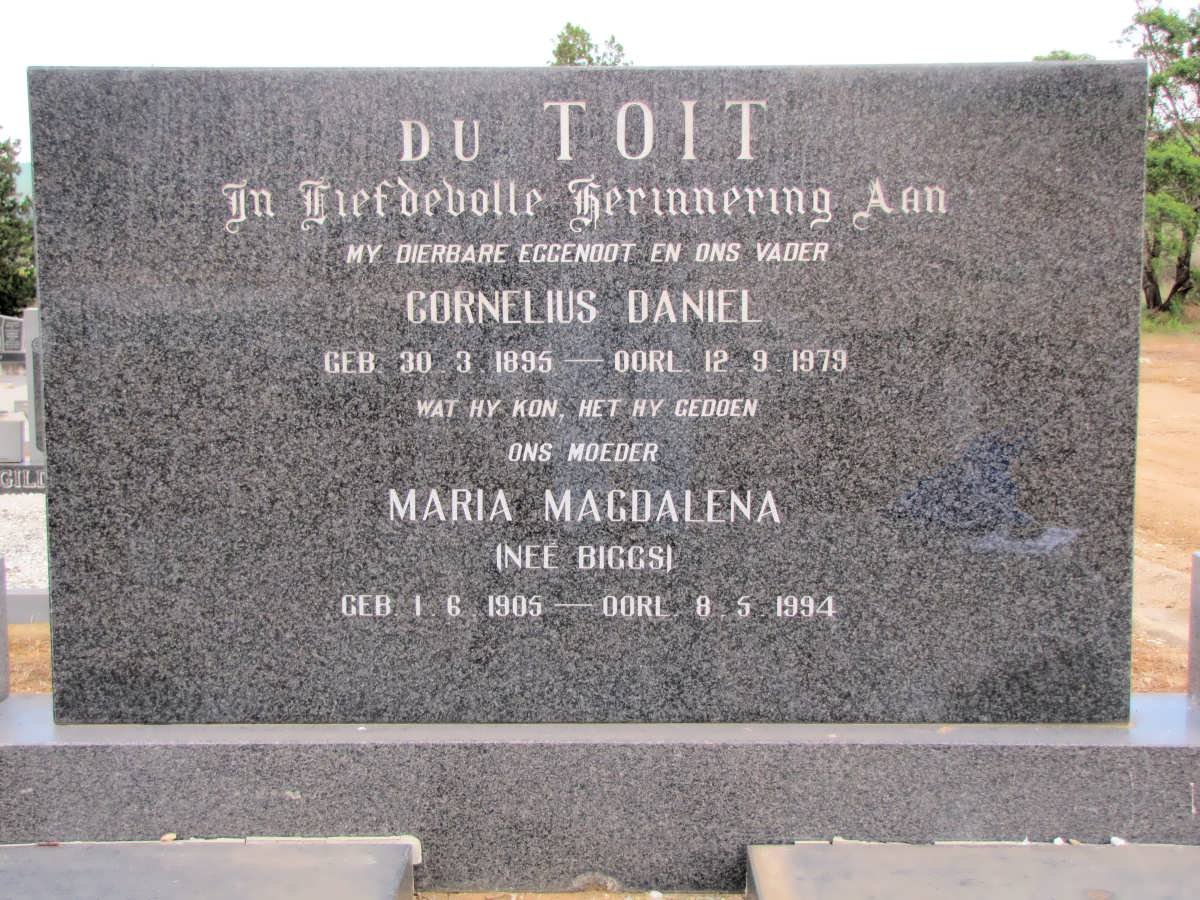 TOIT Cornelius Daniel, du 1895-1979 &amp; Maria Magdalena BIGGS 1905-1994