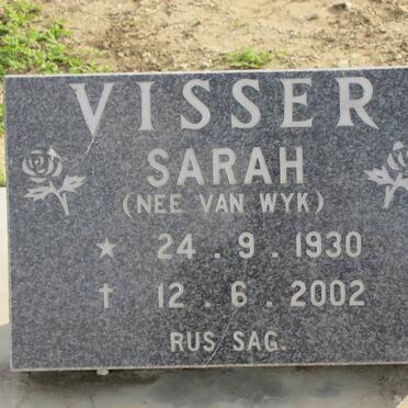 VISSER Sarah nee VAN WYK 1930-2002