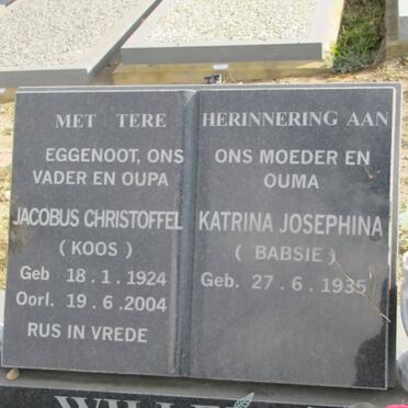 WILLEMSE Jacobus Christoffel 1924-2004 &amp; Katrina Josephina 1935-