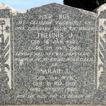 ZYL Theunis J., van 1907-1958 &amp; Sarah J. VAN WYK 1907-1965