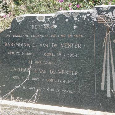 VENTER Jacobus J, van de 1897-1957 &amp; Barendina C. 1899-1954