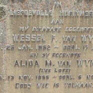 WYK Wessel F., van 1862-1946 &amp; Alida M. LOTZ 1866-1956