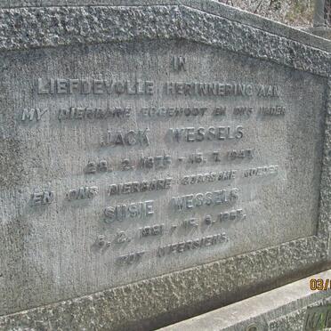 WESSELS Jack 1873-1947 &amp; Susie 1881-1963