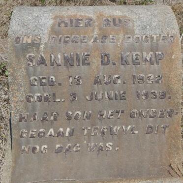 KEMP Sannie D. 1922-1939