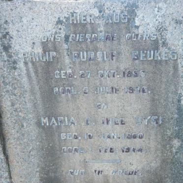 BEUKES Philip Rudolf 1856-1936 &amp; Maria E. UYS 1860-1944