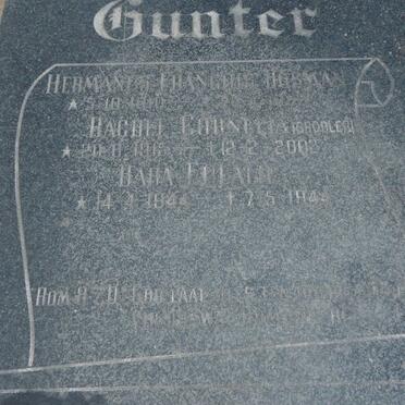 GUNTER Hermanus Francois Bosman 1910-1993 &amp; Rachel Cornelia GROBLER 1915-2002 :: GUNTER Eulalie 1944-1944 