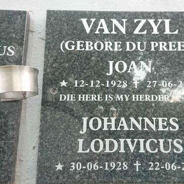 ZYL Johannes Lodivicus, van 1928-2013 &amp; Joan DU PREEZ 1928-2010