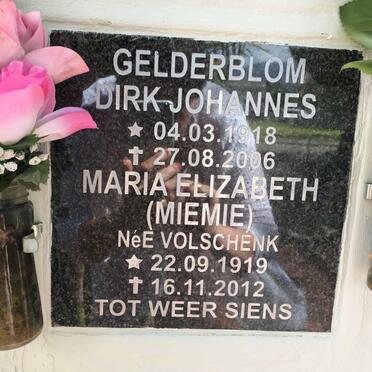 GELDERBLOM Dirk Johannes 1918-2006 &amp; Maria Elizabeth VOLSCHENK 1919-2012