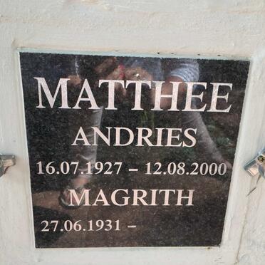 MATTHEE Andries 1927-2000 &amp; Magrith 1931-