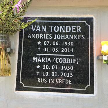TONDER Andries Johannes, van 1930-2014 &amp; Maria 1930-2015
