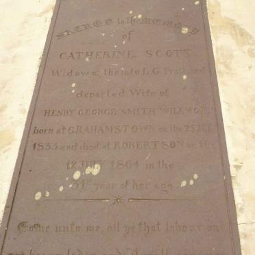 PRATT Catherine nee SCOTT voorheen WILLMOT 1833-1864