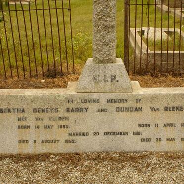 BARRY Duncan van Reenen 1885-19?2 &amp; Hubertha Deneys VILJOEN 1893-1982