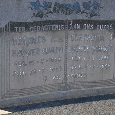 BRUWER Hercules P.J. 1883-1949 &amp; Gertruida J. STEMMET 1886-1959