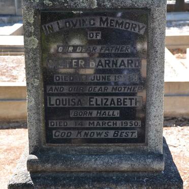 BARNARD Pieter -1938 &amp; Louisa Elizabeth HALL -1950