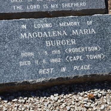 BURGER Magdalena Maria 1915-1982