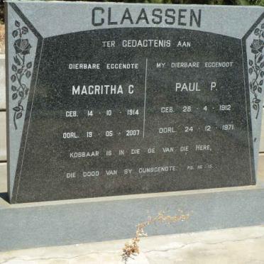 CLAASSEN Paul P. 1912-1971 &amp; Magritha C. 1914-2007