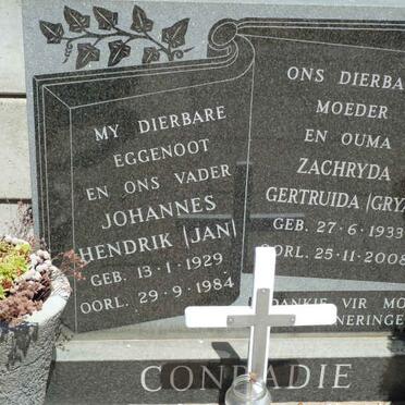 CONRADIE Johannes Hendrik 1929-1984 &amp; Zachryda Gertruida 1933-2008