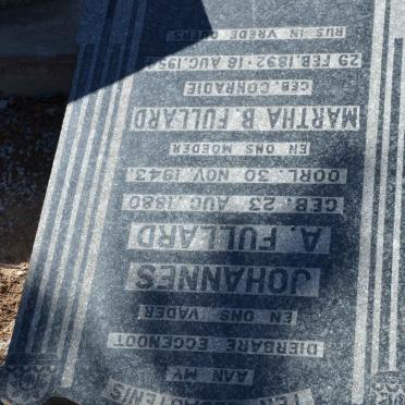 FULLARD Johannes A. 1880-1943 &amp; Martha B. CONRADIE 1892-1954