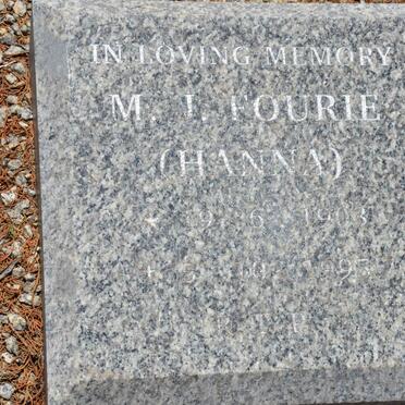 FOURIE M.J. 1903-1995