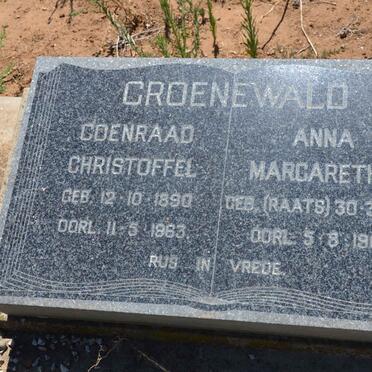 GROENEWALD Coenraad Christoffel 1890-1963 &amp; Anna Margaretha RAATS 1890-1968