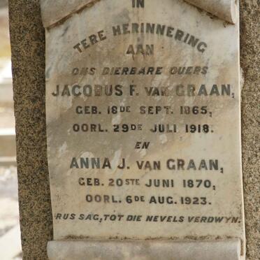 GRAAN Jacobus F., van 1865-1918 &amp; Anna J. 1870-1923