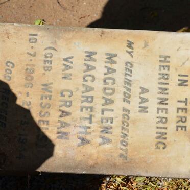 GRAAN Magdalena Magaretha, van nee WESSELS 1906-1944