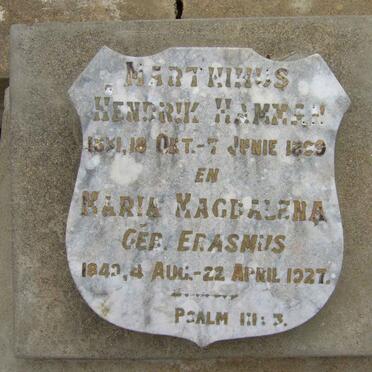 HAMMAN Hendrik 1881-18?9 &amp; Maria Magdalena ERASMUS 1840-1927
