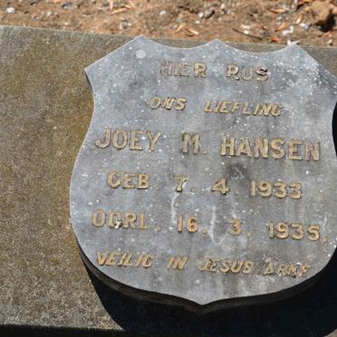 HANSEN Joey M. 1933-1935