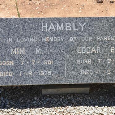 HAMBLY Edgar E.L. 1888-1961 &amp; Mim M. 1901-1975