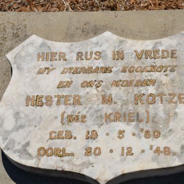 KOTZE Hester M. nee KRIEL 1880-1948