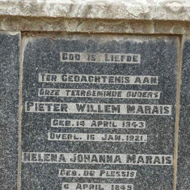 MARAIS Pieter Willem 1843-1921 &amp; Helena Johanna DU PLESSIS 1849-1934