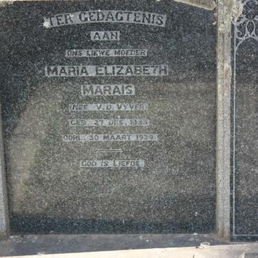 MARAIS Maria Elizabeth nee V.D. VYVER 1855-1934